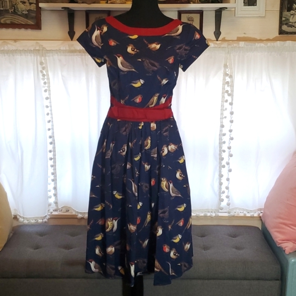 Retro Bird Dress with pockets.